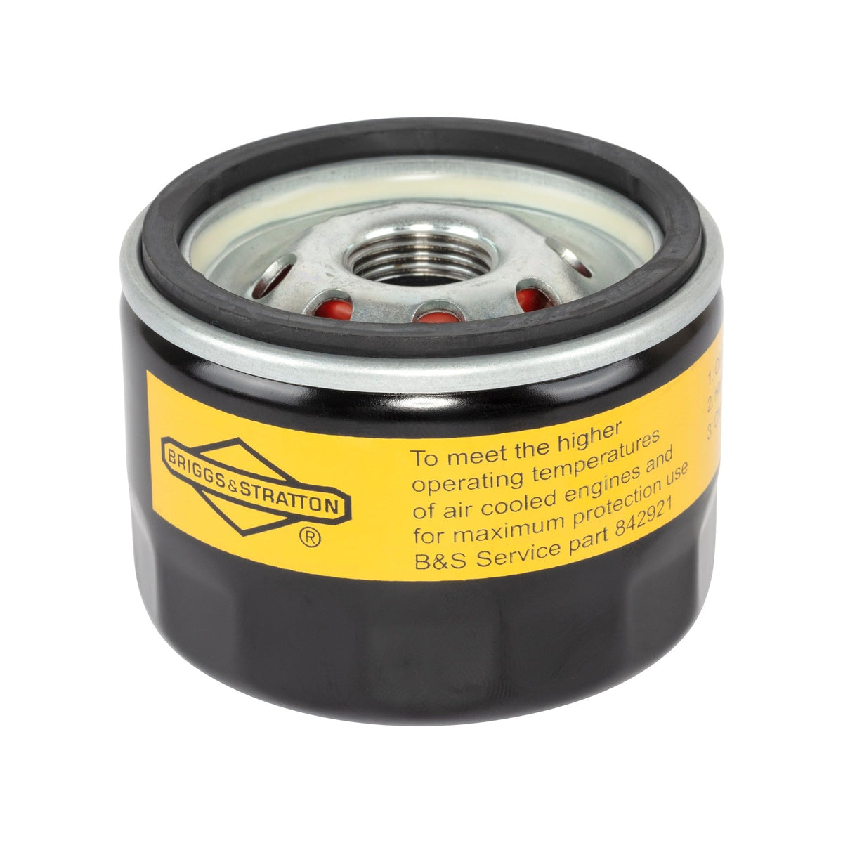 Briggs & Stratton 842921 oil filter close-up showing filtration capability