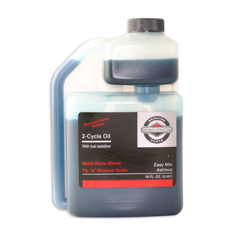Briggs & Stratton Easy Mix oil bottle pour for mess-free mixing.