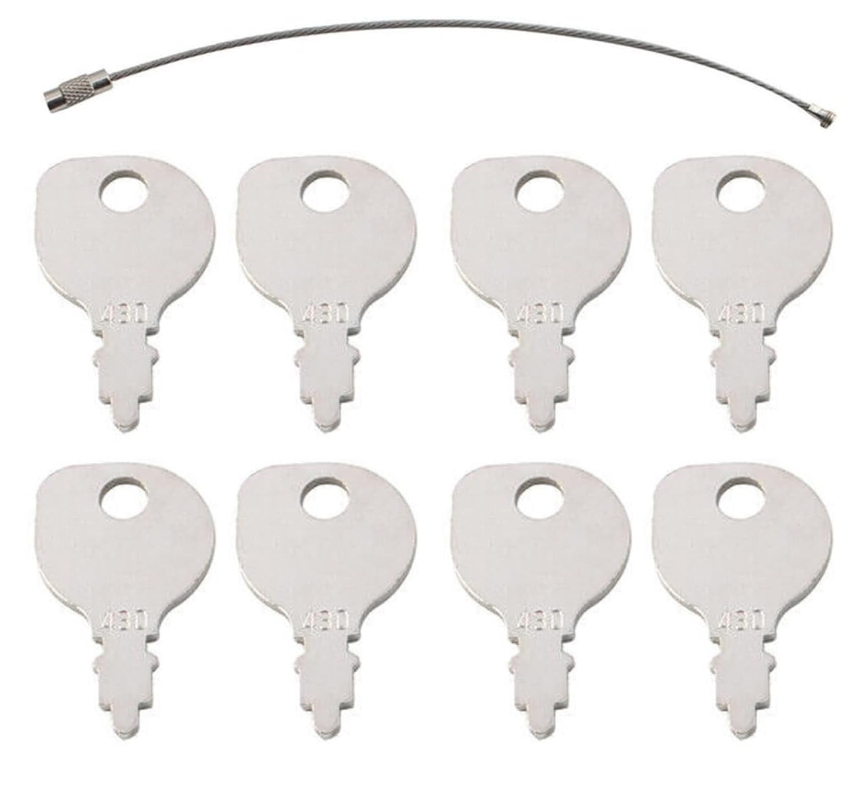 Briggs-Stratton ignition keys pack with eight keys and ring for quick access.