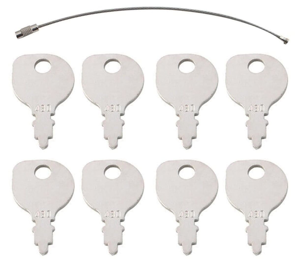 Briggs-Stratton ignition keys pack with eight keys and ring for quick access.