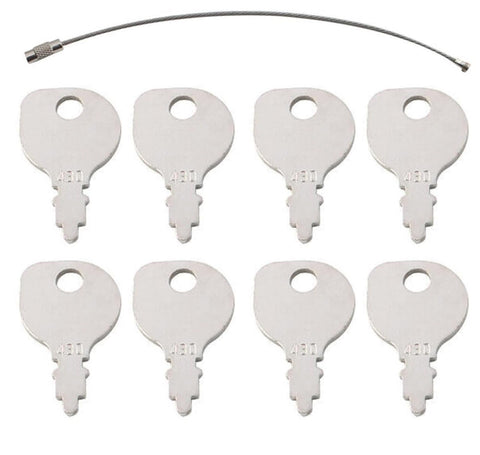 Briggs-Stratton ignition keys pack with eight keys and ring for quick access.