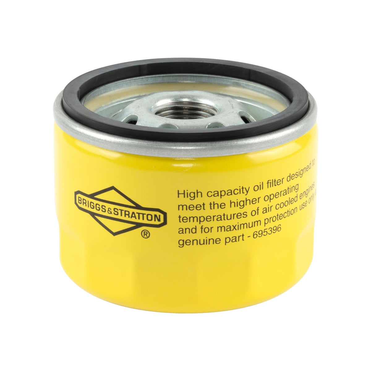 Briggs & Stratton 696854 oil filter installed on an extended-life engine for clean oil