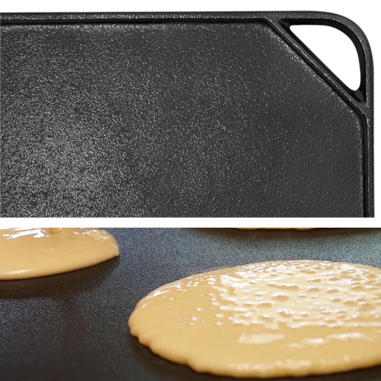 Brightalk reversible grill/griddle searing steaks with distinct grill marks