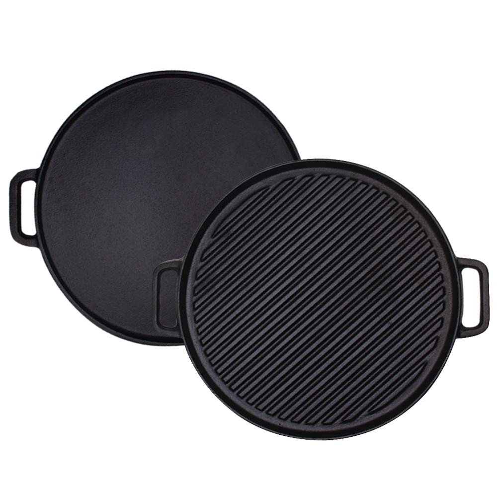 Brightalk reversible 12-inch grill top view for versatile cooking.