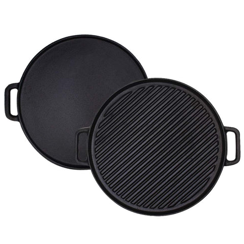 Brightalk reversible 12-inch grill top view for versatile cooking.