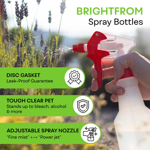 BRIGHTFROM adjustable spray nozzle enables fine mist or jet stream for control.
