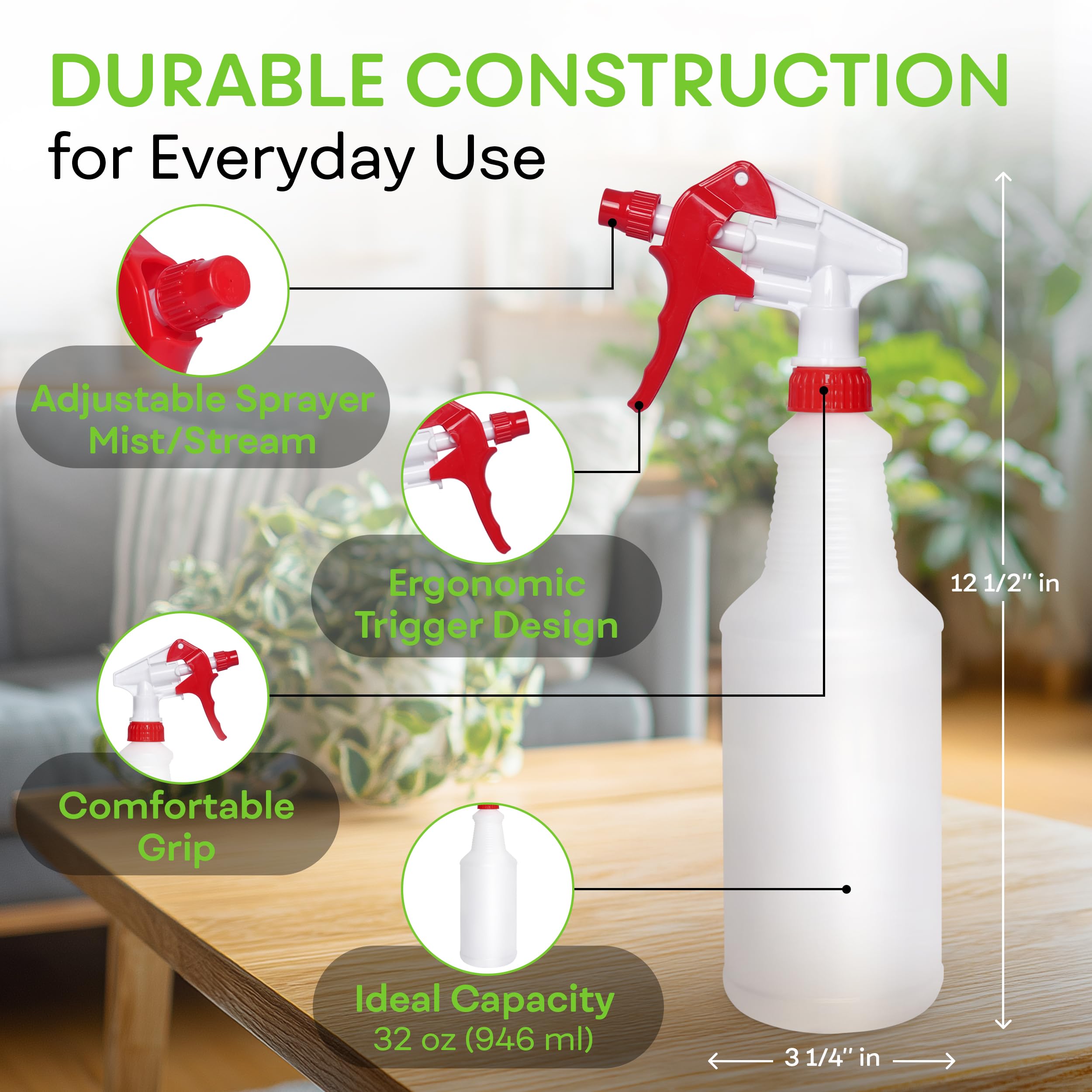 BRIGHTFROM chemical-resistant bottle handles cleaners and solvents with confidence.