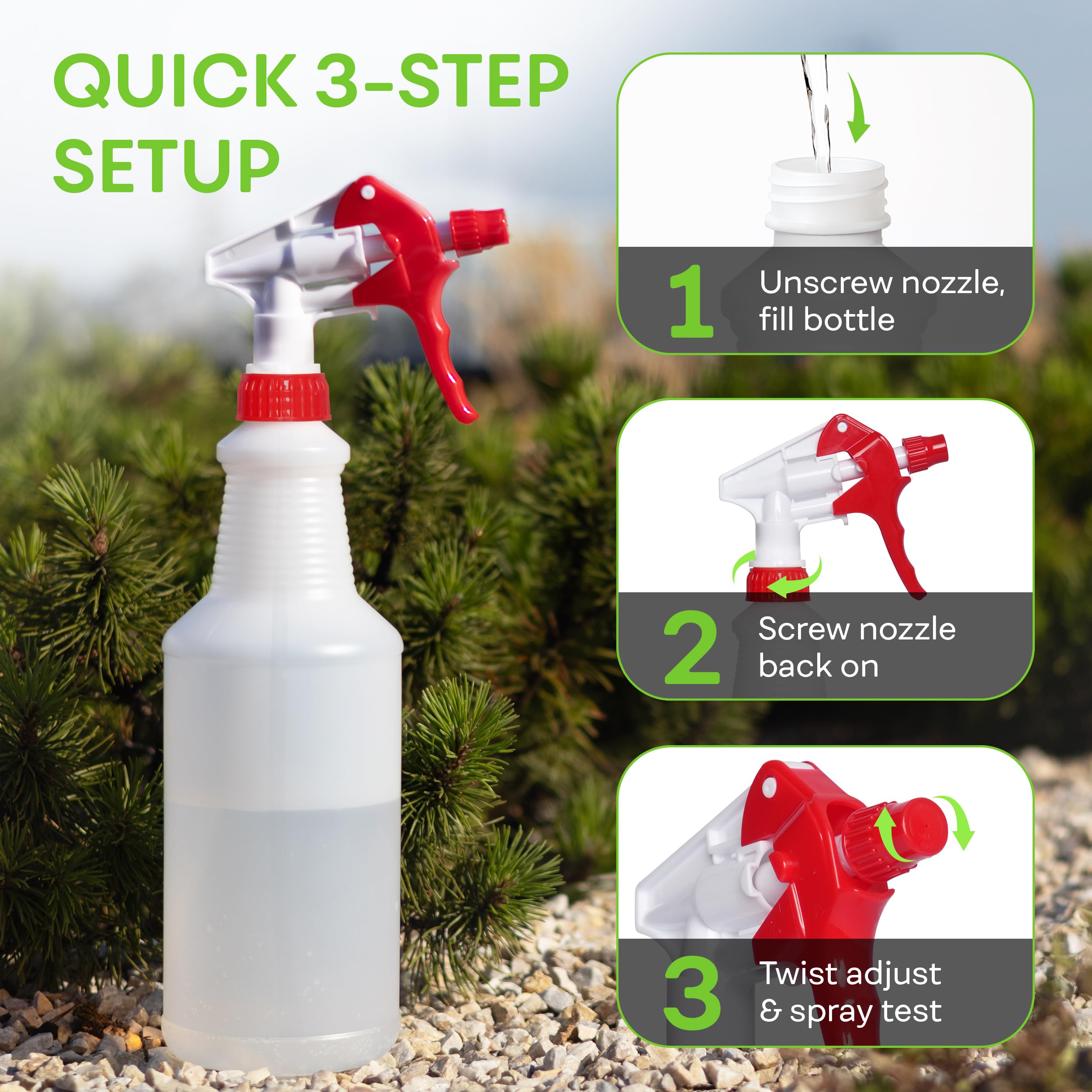 BRIGHTFROM HDPE durable bottle resists chemicals for long-term use.