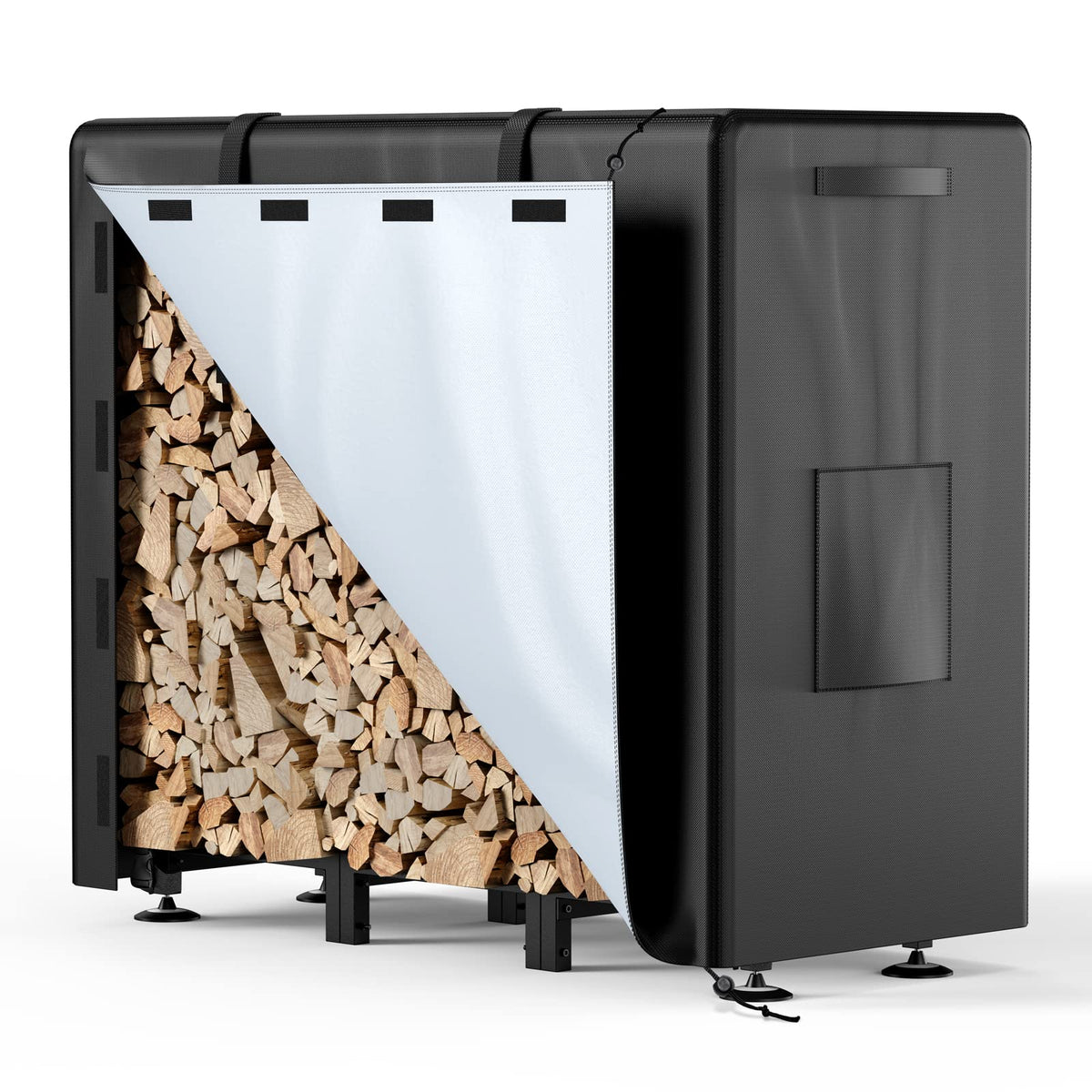 Brightown firewood rack outdoor with cover 4ft keeps logs dry and ready to burn.