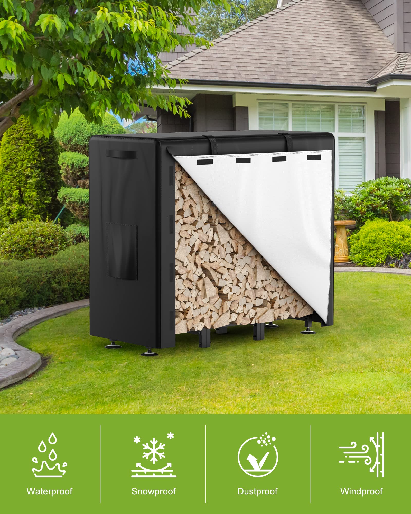 Brightown firewood rack reinforced steel beams boost stability.