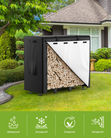 Brightown firewood rack reinforced steel beams boost stability.