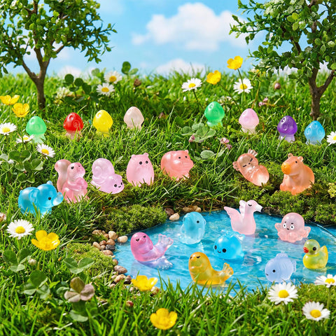 BrightRow flower mini figurines brighten potted plants and glass displays