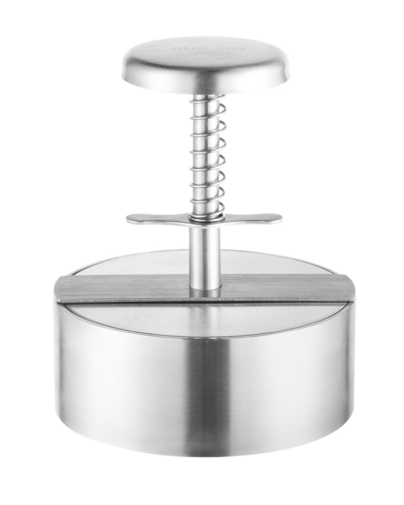 Brigii burger press in 304 stainless steel for durable patty shaping.