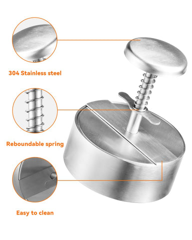Brigii burger press detachable components simplify cleaning after use.