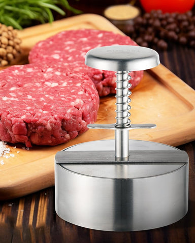 Brigii burger press easy-release surface prevents sticking for round patties.