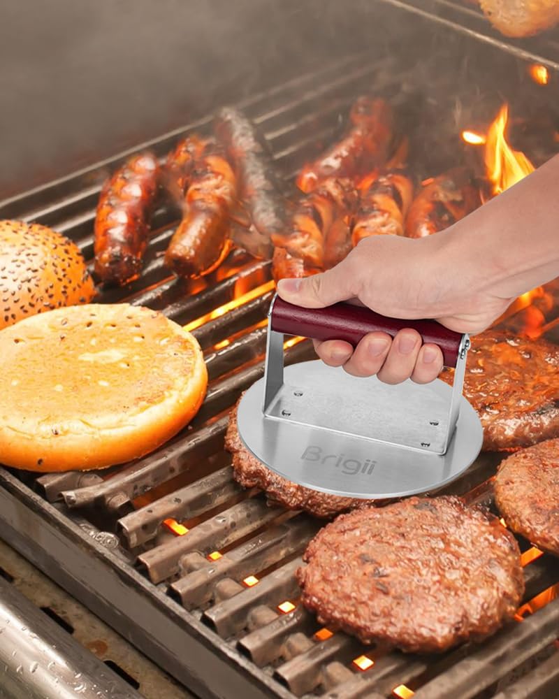 Brigii dishwasher-safe smash press cleans quickly after outdoor BBQs