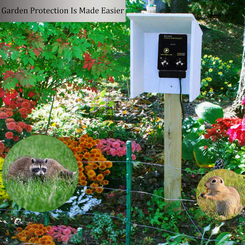 Briidea 2-Mile Energizer deters wildlife and protects pets inside the fenced area