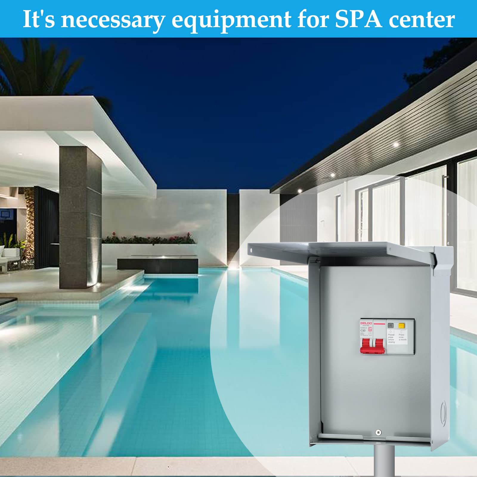Briidea spa panel 3-pole GFCI-breaker promotes safety with ground fault protection.