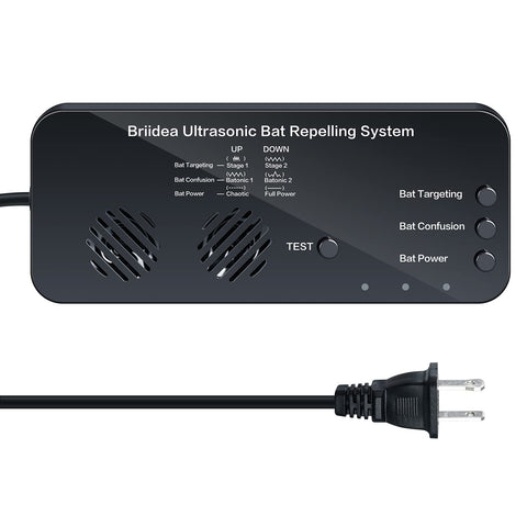 Briidea Ultrasonic Bat Removal unit front view with dual speakers for bat deterrence.