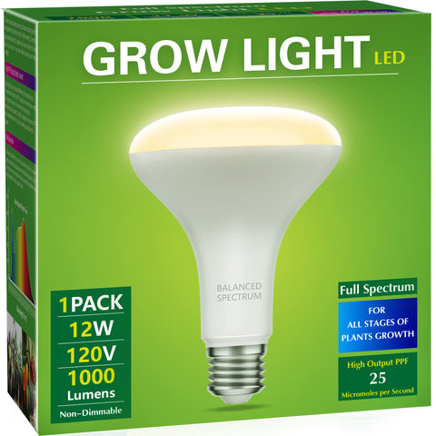 Briignite BR30 grow light bulb in-use for indoor seedling growth