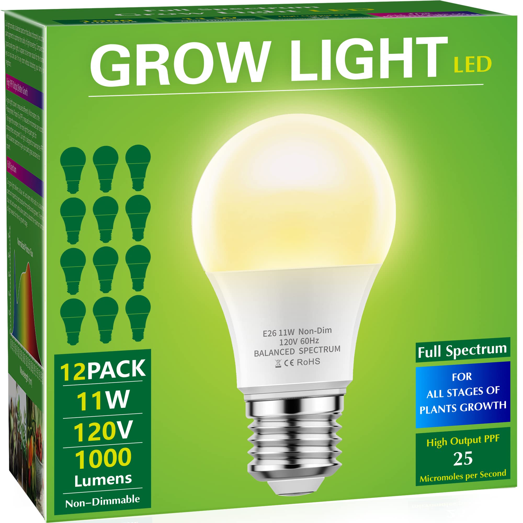 Briignite grow light bulbs full spectrum 4000K for indoor plants