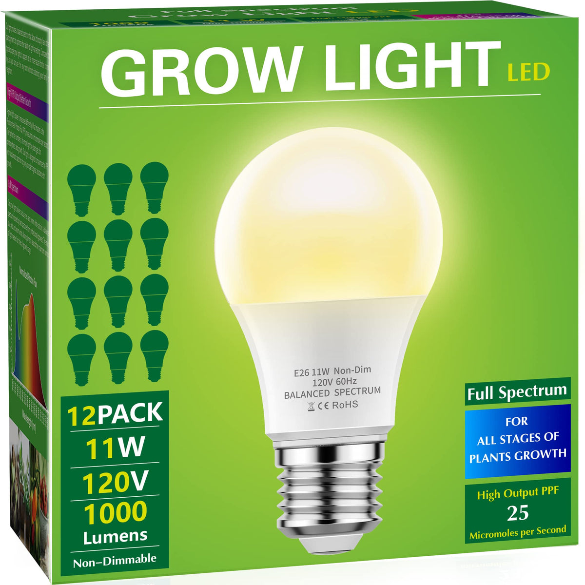 Briignite grow light bulbs full spectrum 4000K for indoor plants