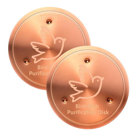 BrillaraSymm birdbath copper disk in action purifies outdoor water