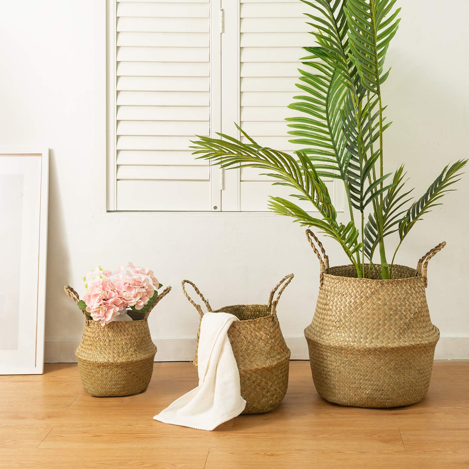 BrilliantJo Seagrass Belly Basket handmade weave adds rustic charm