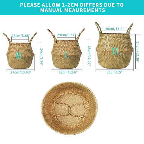 BrilliantJo Seagrass Belly Basket height 28cm suitable for blankets
