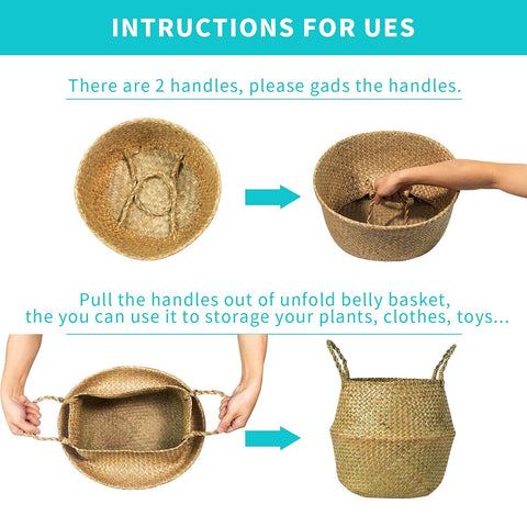 BrilliantJo Seagrass Belly Basket natural seagrass texture enhances decor