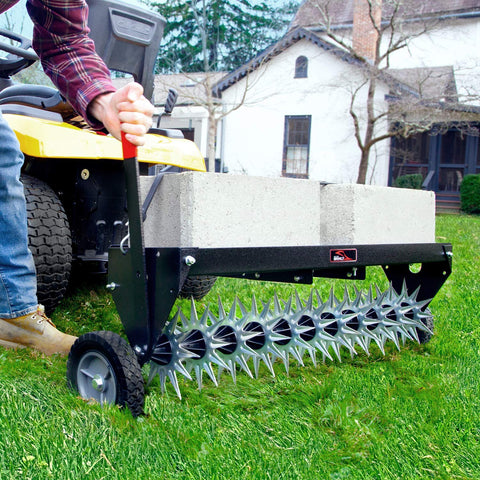 Brinly SAT2-40BH-P double tow bar adds stability during towing