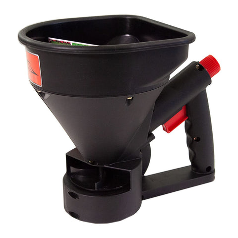 Brinly spreader scoop opening enables fast, easy-fill in tight spaces.