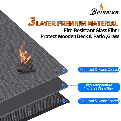 Brinman fireproof deck protector catches spills during outdoor grilling.