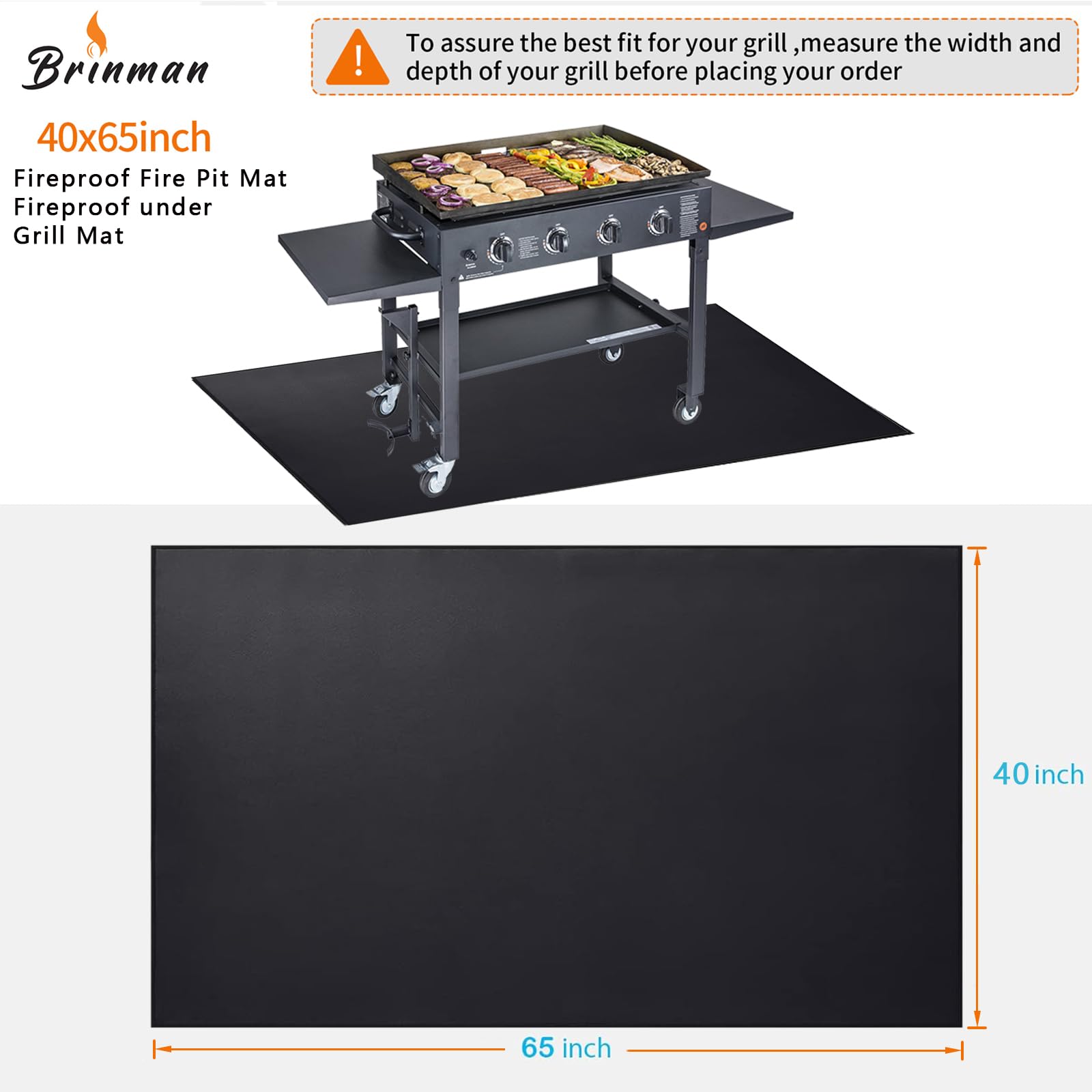 Brinman double-sided fireproof mat with silicone coating guards from hot sparks.