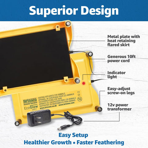 Brinsea Ecoglow works with Brinsea incubators for integrated setups.