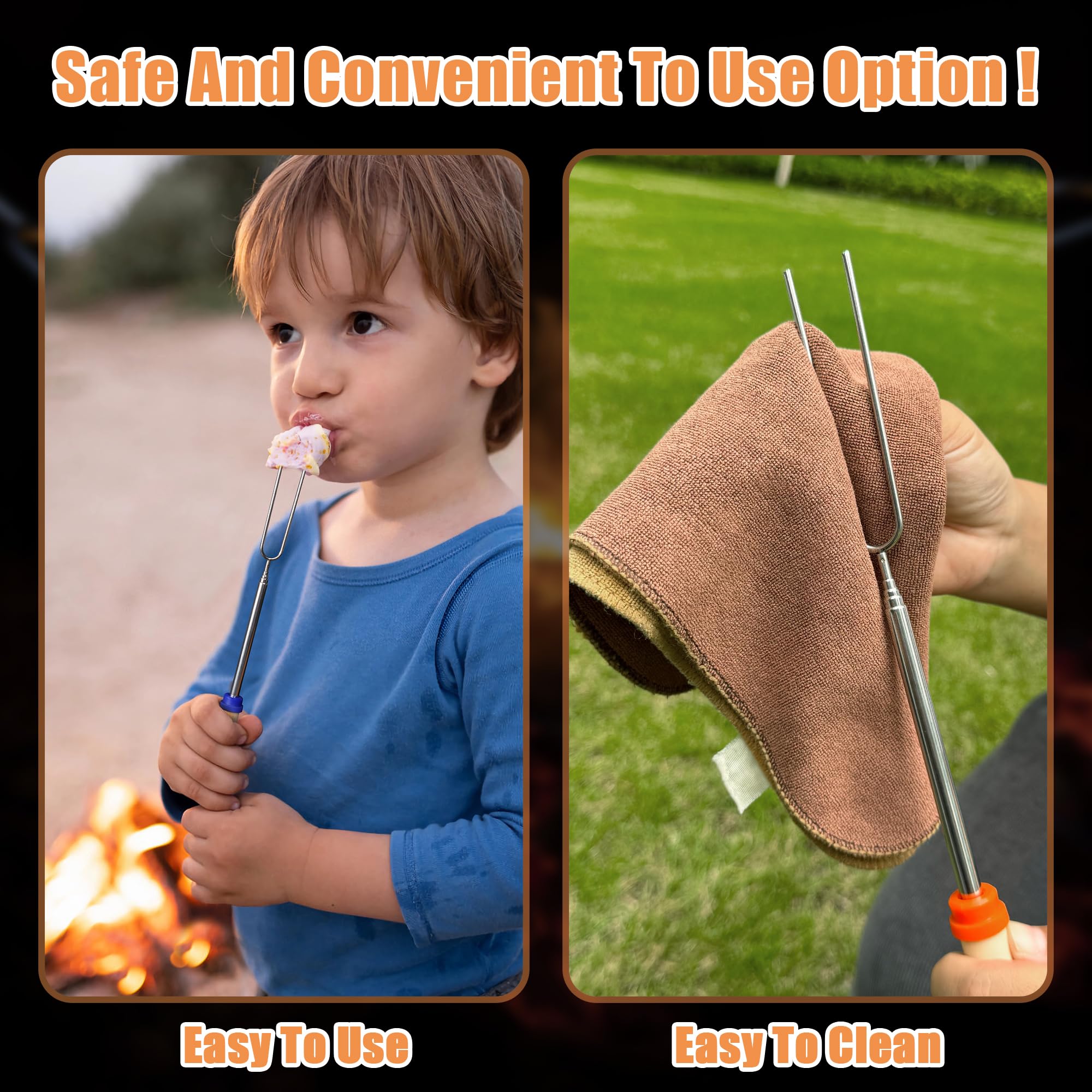 BRIOOUT heat resistant wood handles keep hands cool during roasting sessions.