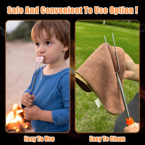 BRIOOUT heat resistant wood handles keep hands cool during roasting sessions.