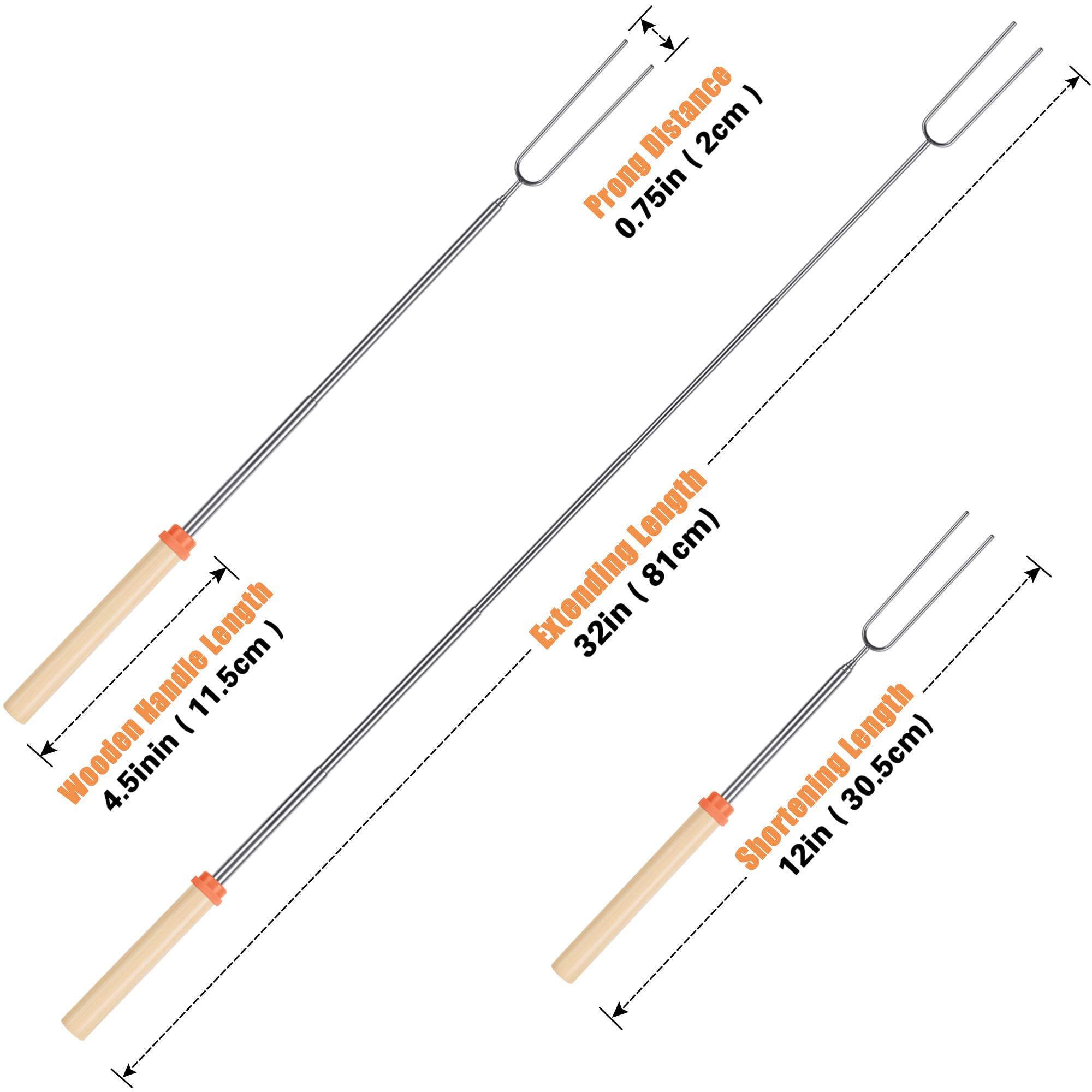 BRIOOUT smores sticks with color coded handles for easy kid-friendly selection.