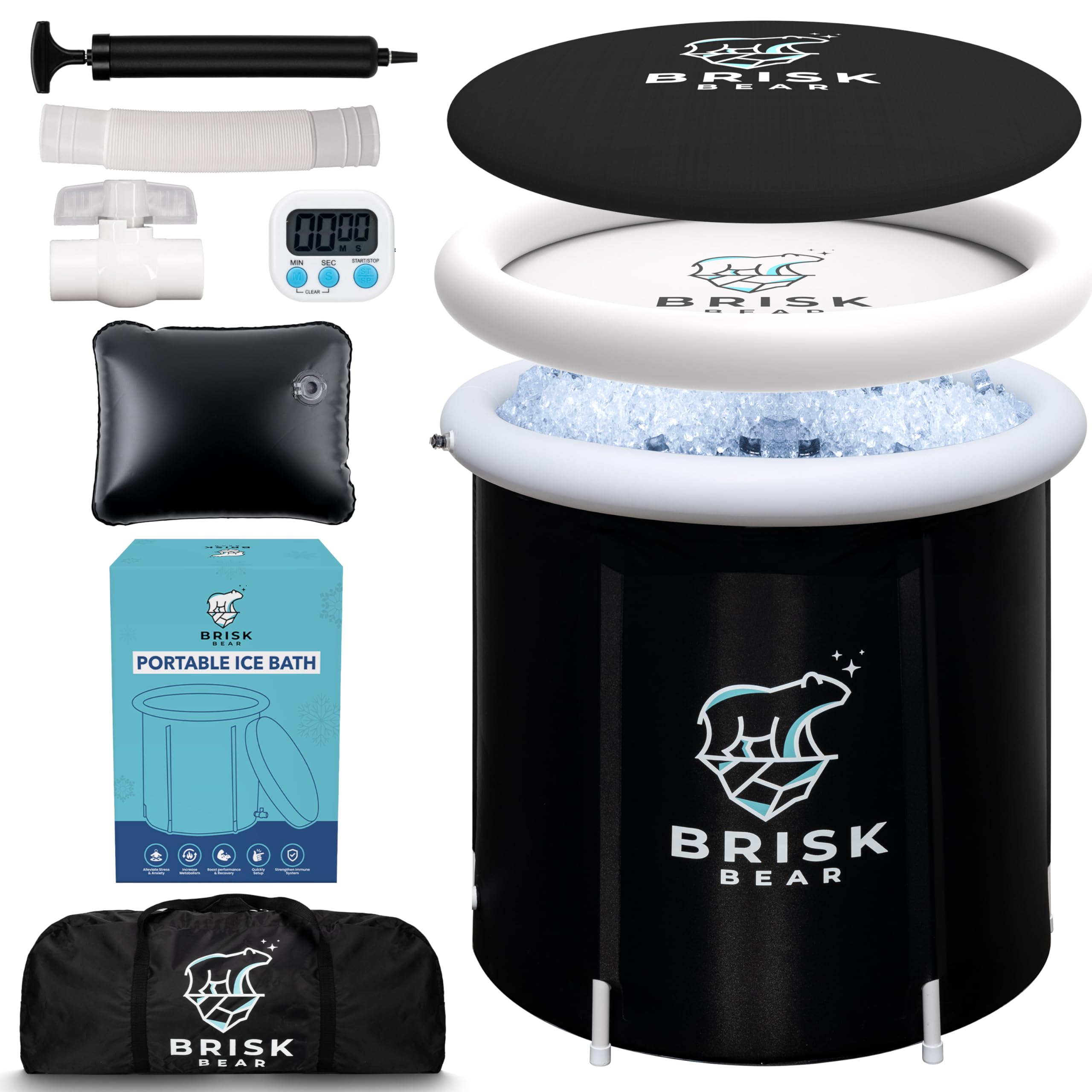 Brisk Bear ice bath tub cover protects the tub between uses for cleaner, warmer experiences.