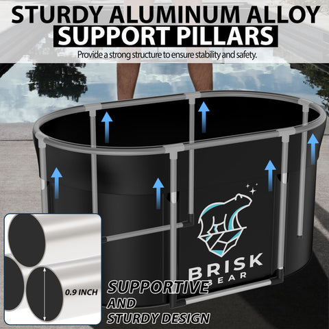 Brisk Bear XL Oval Ice Bath Tub extra-large dimensions support tall users.
