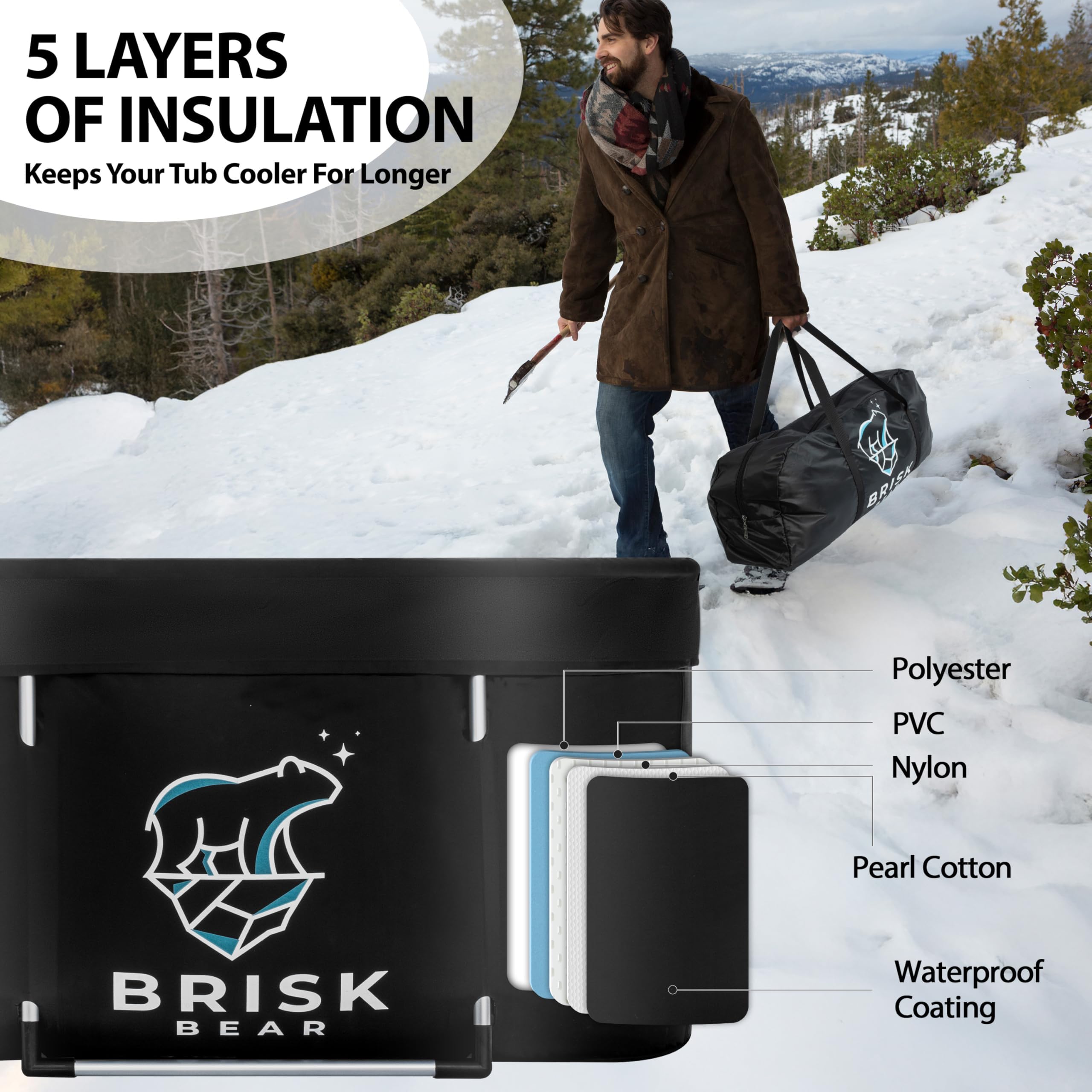 Brisk Bear XL Oval Ice Bath Tub in use for a refreshing recovery session.