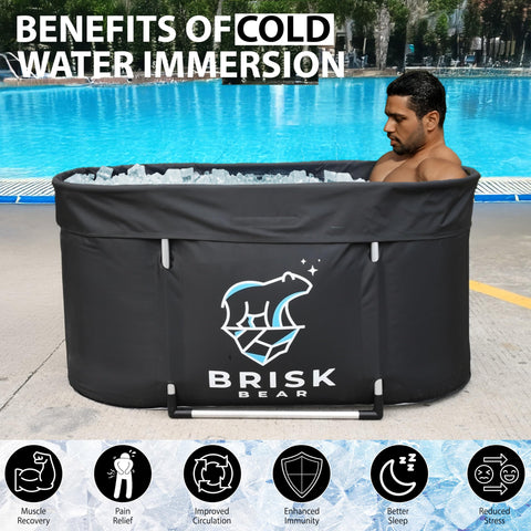 Brisk Bear XL Oval Ice Bath Tub stability poles secure setup.