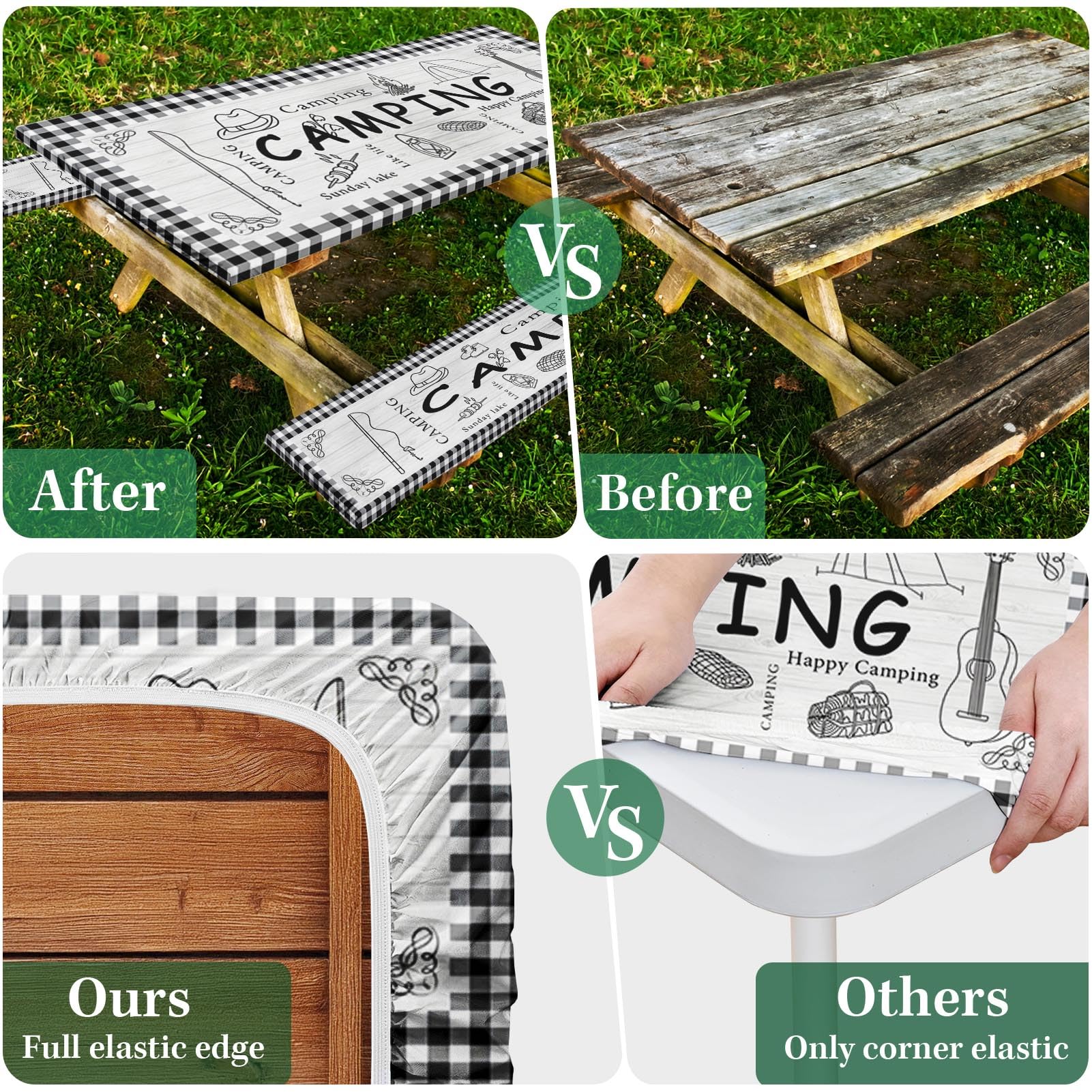 Britown farm plaid fitted tablecloth for 72-inch tables outdoors