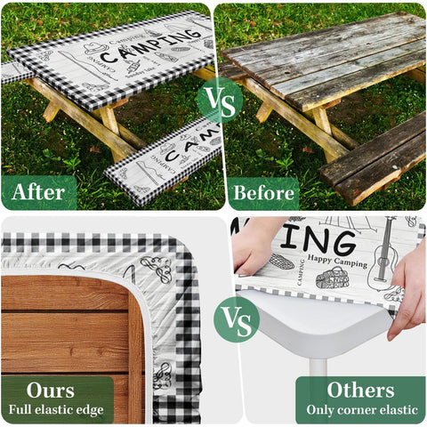 Britown farm plaid fitted tablecloth for 72-inch tables outdoors
