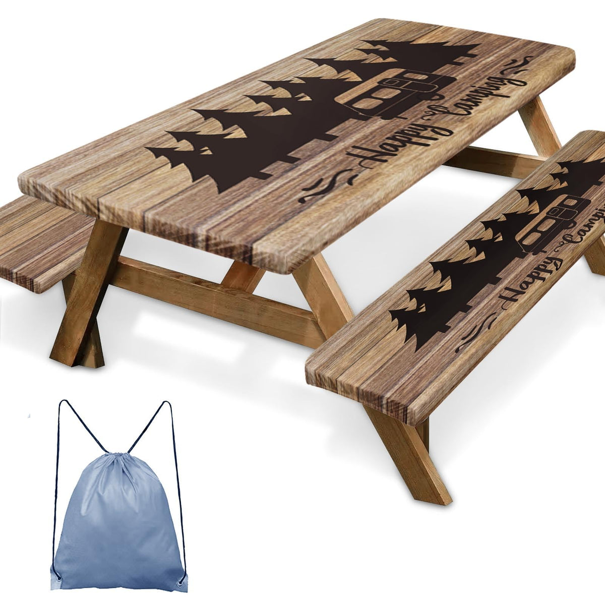 Britown picnic table cover with elastic edge keeps the 96-inch table secure outdoors.