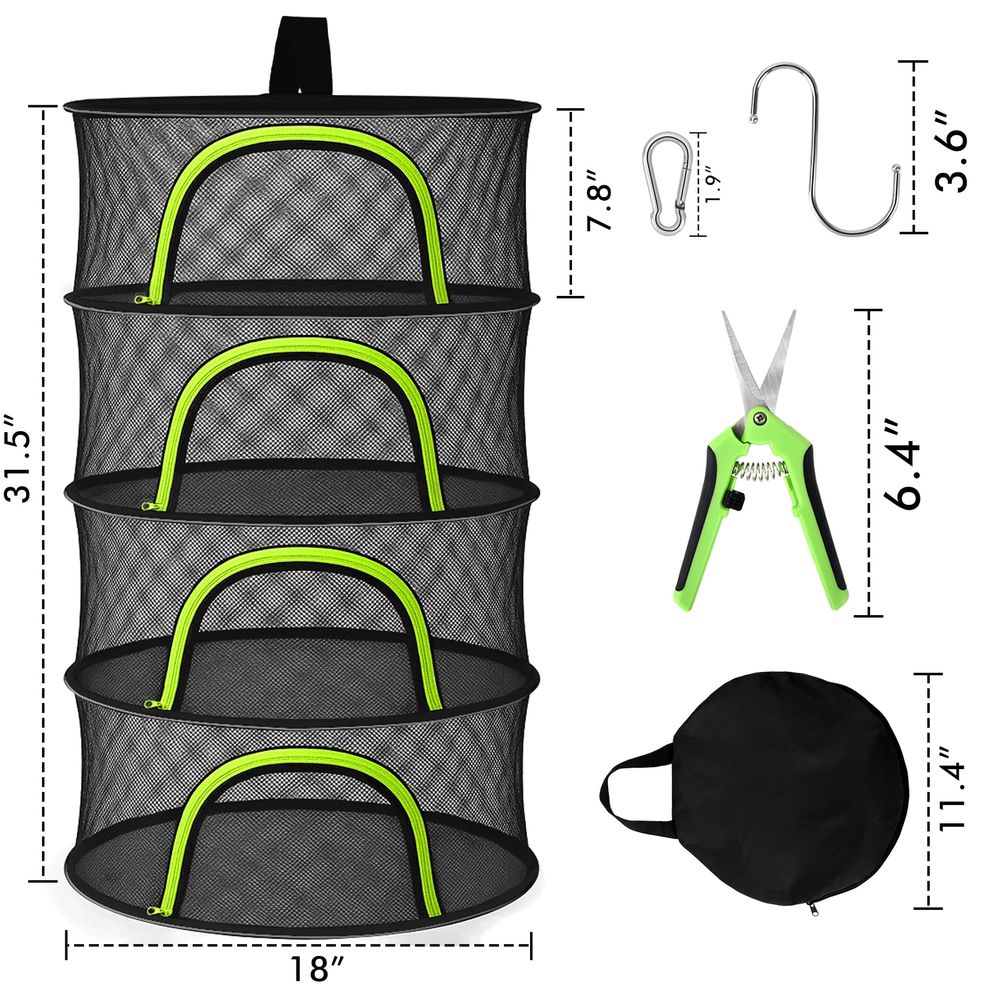 BRIVADO hanging mesh drying with breathable tiers for even drying.