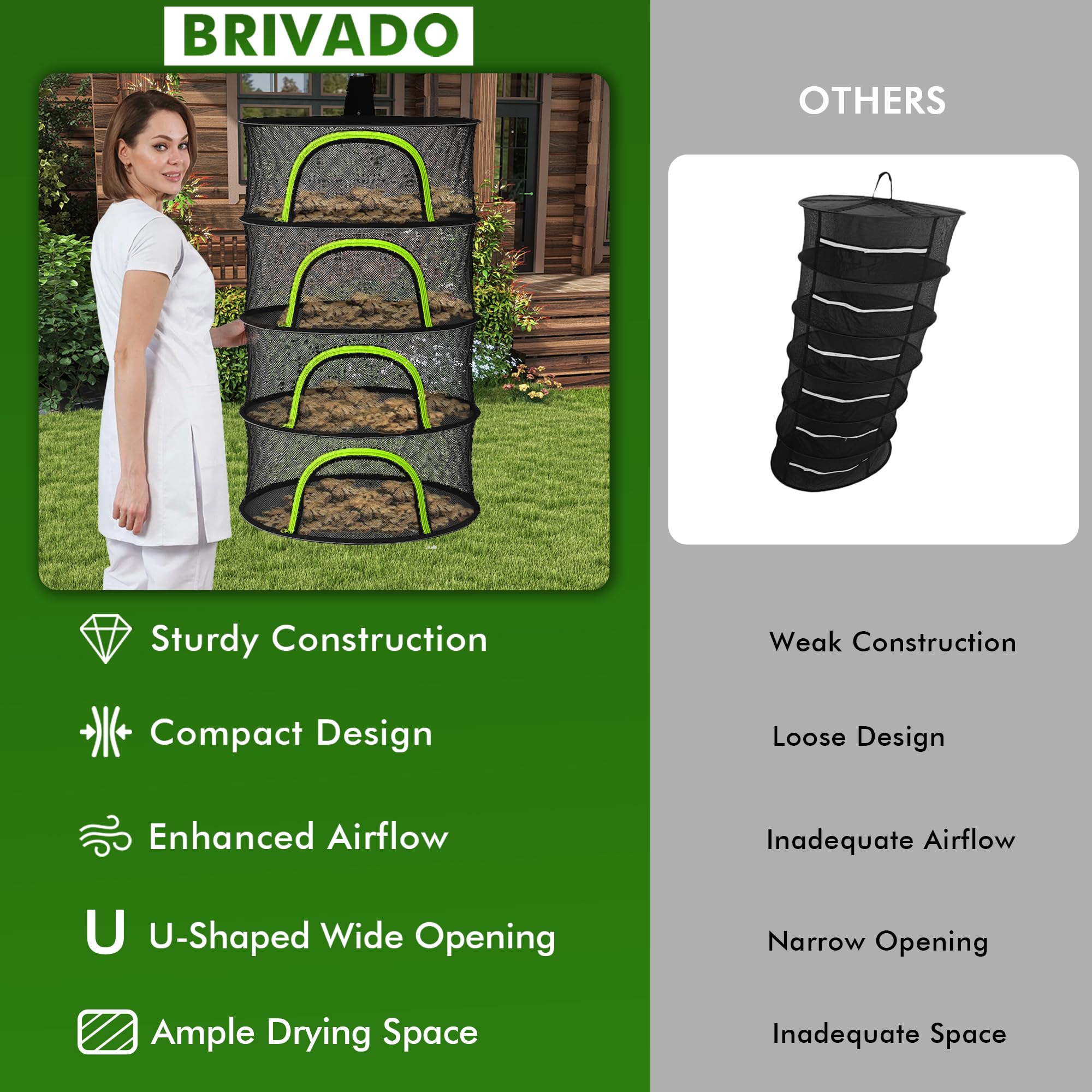 BRIVADO outdoor hydroponics setup featuring the drying rack in a garden.
