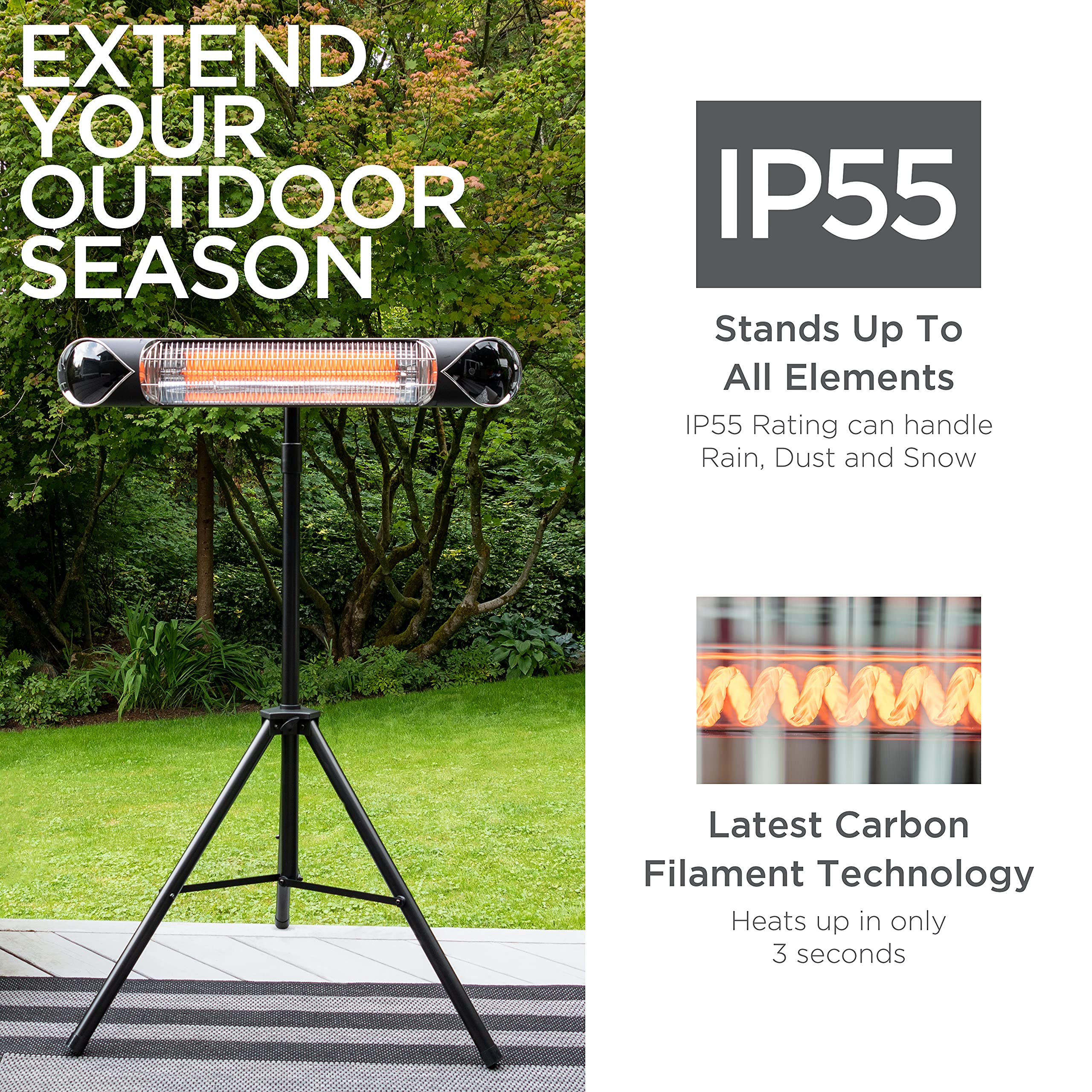 Briza infrared heater ceiling-mount delivers ambient warmth overhead