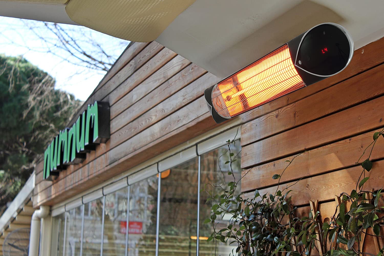 Briza infrared heater in outdoor or indoor space for versatile comfort