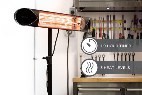 Briza infrared heater timer function enables auto shutoff after use